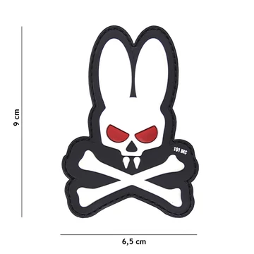 101INC Tépőzáras felvarró 3D &quot;Skull Bunny&quot;, fehér