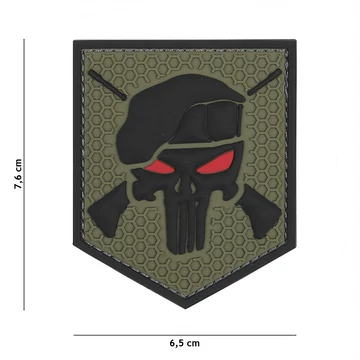 101INC Felvarró 3D PVC Commando Halálfej zöld