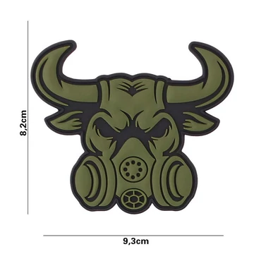 101INC Tépőzáras felvarró &quot;Gasmask Bull&quot;, zöld
