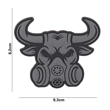 101INC Tépőzáras felvarró "Gasmask Bull", szürke