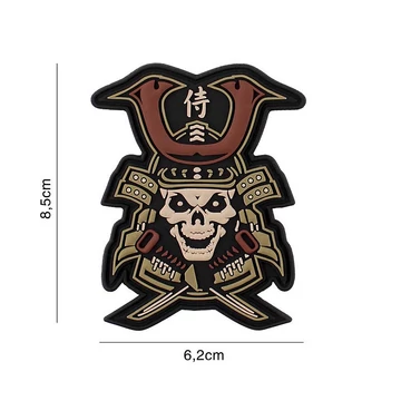 101INC Tépőzáras felvarró 3D "Samurai Skull"