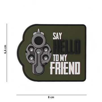 101INC Tépőzáras felvarró &quot;Say hello to my friend&quot;, zöld