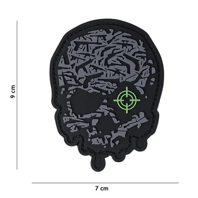 101INC Tépőzáras felvarró 3D "Target eye skull", szürke