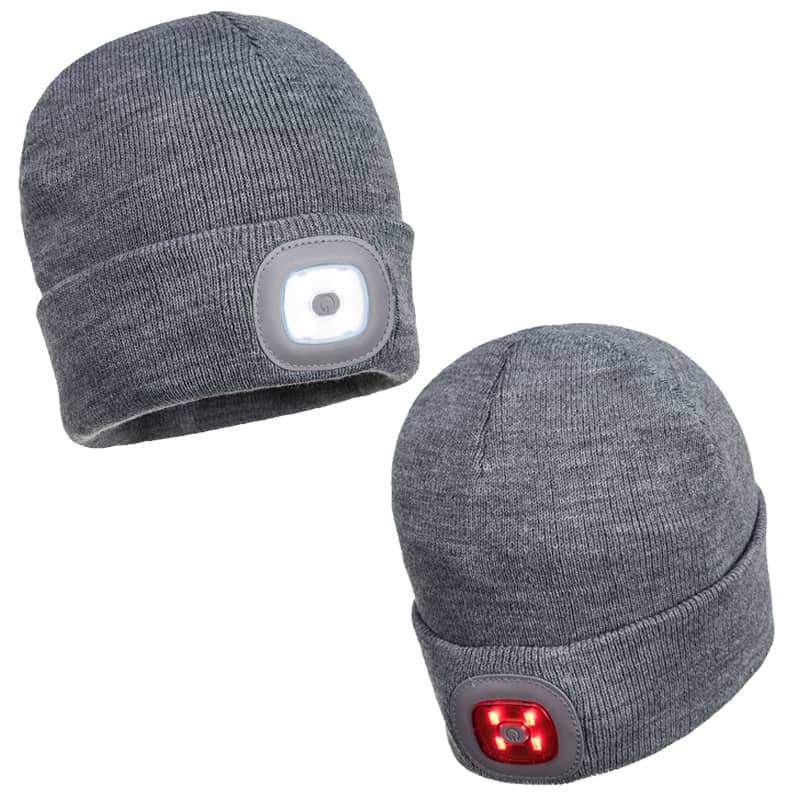 B028 Újratölthető dupla LED-es sapka, szürke
